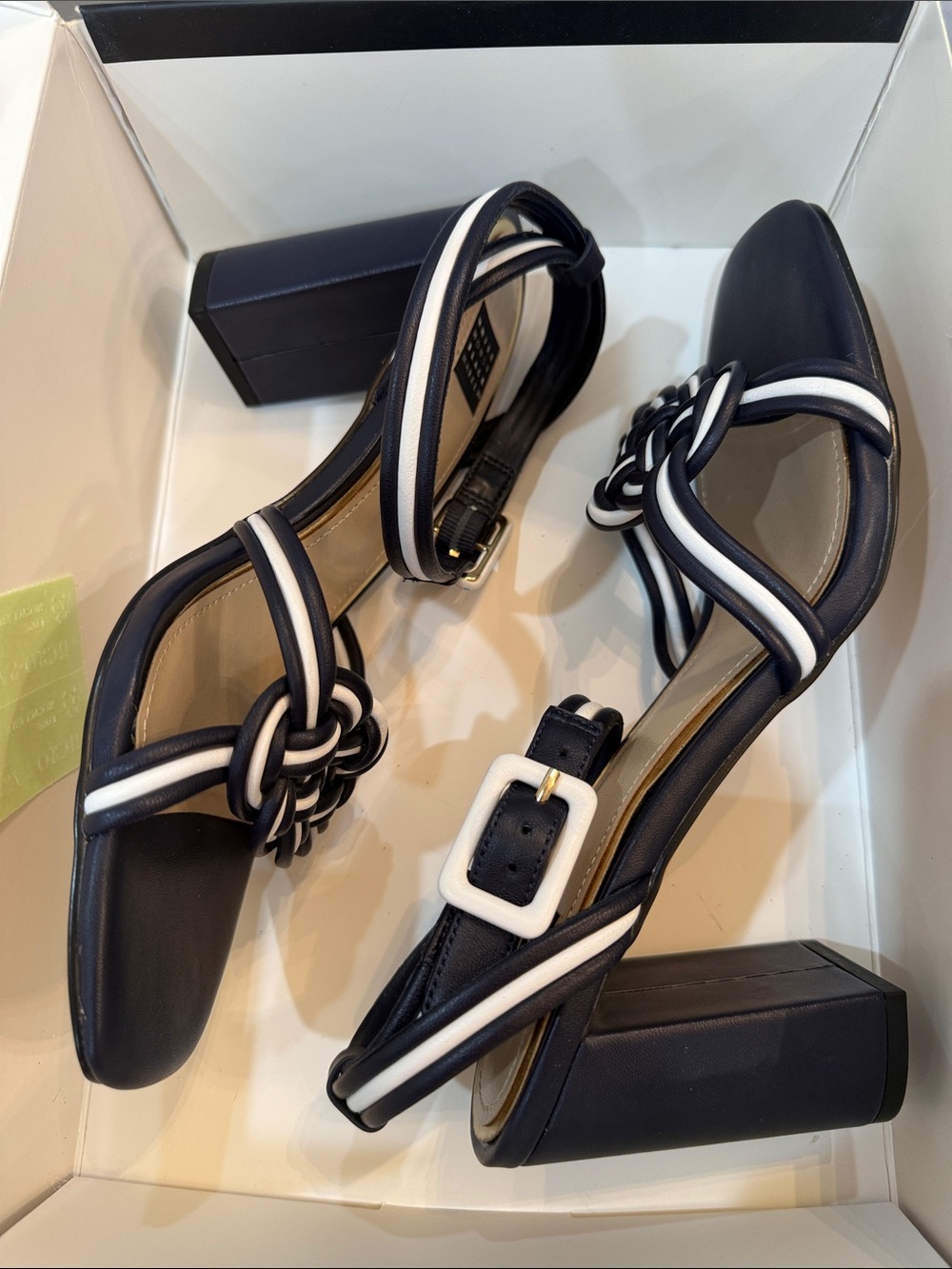 White House Black Market Nova Mixed Knot High Heels WHBM Size 8.5M Blue NIB - Picture 16 of 16